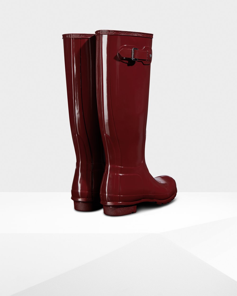 Galochas Altas Hunter Feminina Cinzentas Vermelhas - Original Gloss - 95OLNEAGX